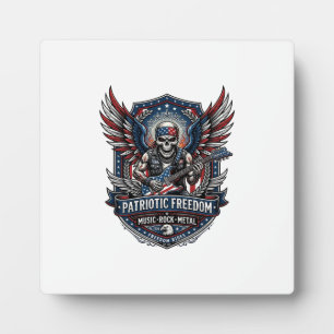Patriotischer Freiheits-Gitarrist Totenkopf Musik Fotoplatte
