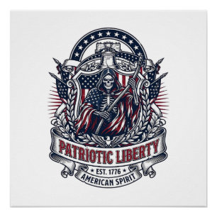 Patriotischer Freiheits-Sense-Dunkler-Patriot-Skel Poster