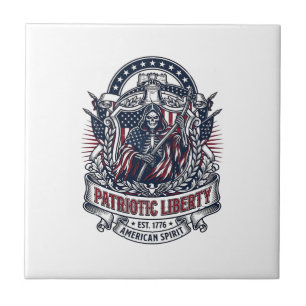 Patriotischer Freiheits-Sensenmann Dunkler Patriot Fliese