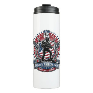Patriotischer Freiheitsbediener Silhouette Militär Thermosbecher