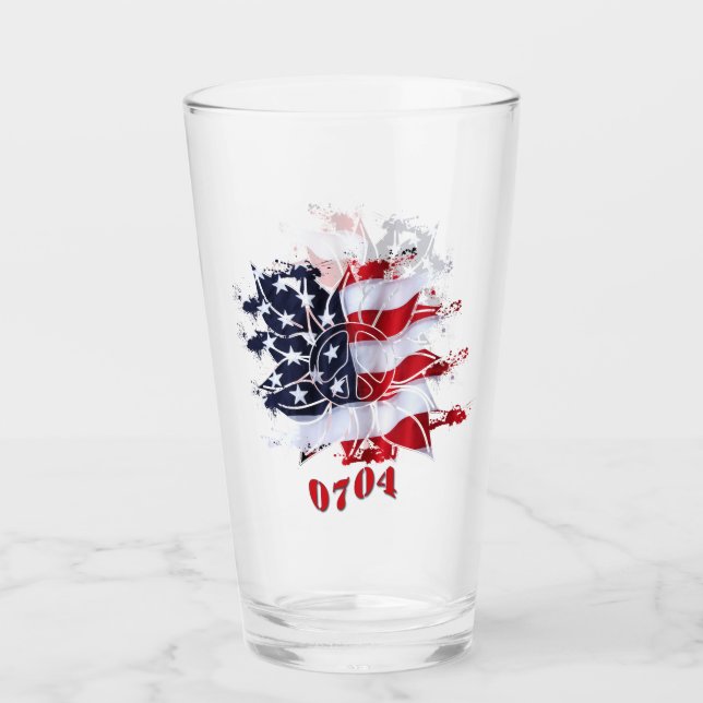 Patriotischer Frieden Blume 4. Juli Party Glas (Vorderseite)