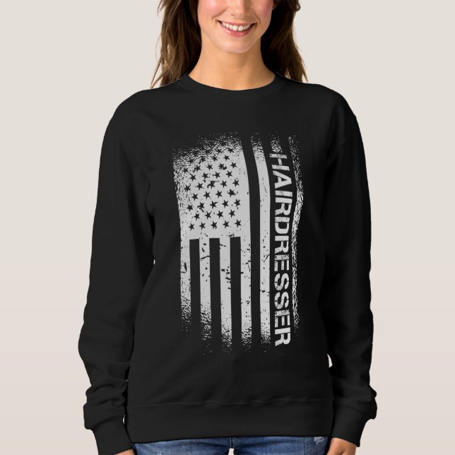 Patriotischer Friseur mit amerikanischer Flagge Sweatshirt (Vorderseite)