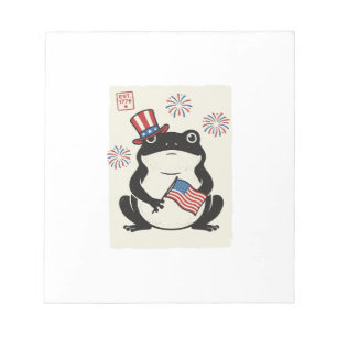 Patriotischer Frosch Vintage-Stich Vektor Kunst_1 Notizblock