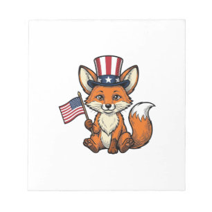 Patriotischer Fuchs Vintage-Gravur-Shirt-Design_1 Notizblock