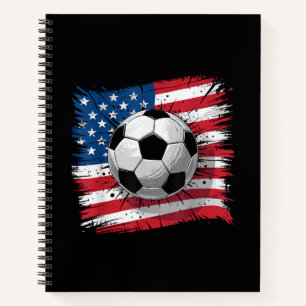 Patriotischer Fußball 4. Juli Männer USA amerikani Notizbuch