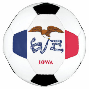 Patriotischer Fußballball mit Flagge von Iowa, USA Fußball