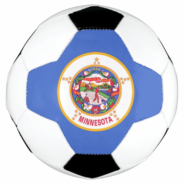 Patriotischer Fußballball mit Flagge von Minnesota Fußball (Vorderseite)
