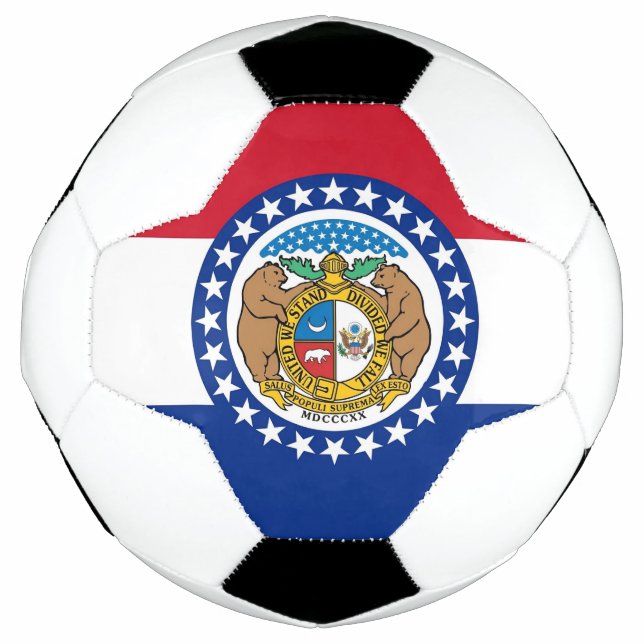 Patriotischer Fußballball mit Flagge von Missouri Fußball (Vorderseite)