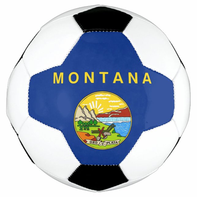 Patriotischer Fußballball mit Flagge von Montana Fußball (Vorderseite)