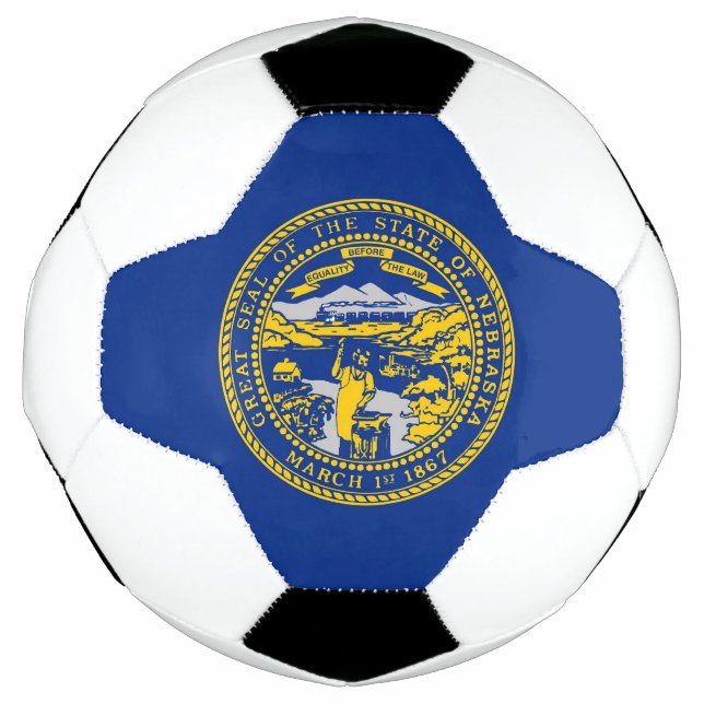 Patriotischer Fußballball mit Flagge von Nebraska Fußball (Vorderseite)