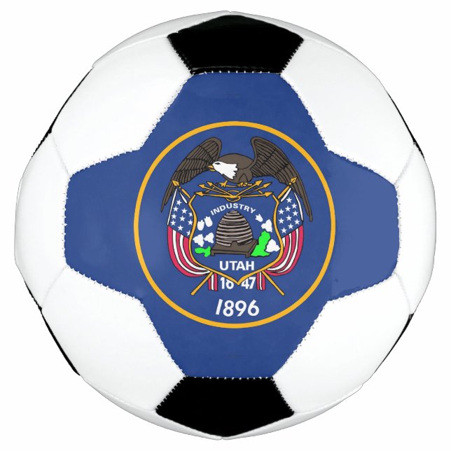 Patriotischer Fußballball mit Flagge von Utah Fußball (Vorderseite)