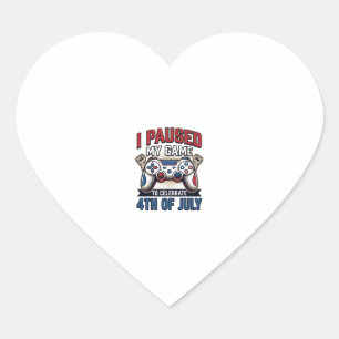 Patriotischer Gamer 4. Juli Vintage Vector Shirt_1 Herz-Aufkleber