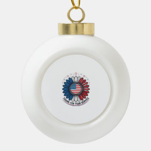 Patriotischer Gänseblümchen Dank Für Ihren Dienst Keramik Kugel-Ornament