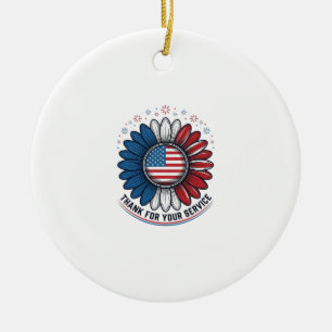 Patriotischer Gänseblümchen-Danke-für-deinen-Diens Keramik Ornament