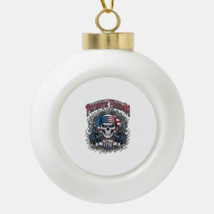 Patriotischer Geländewagen-Schädel-Monstertruck 17 Keramik Kugel-Ornament