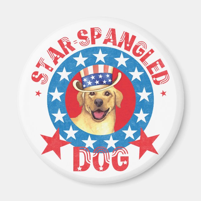 Patriotischer Gelbe Labrador Magnet (Vorne)