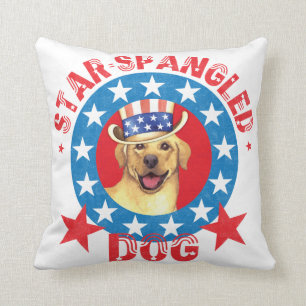 Patriotischer gelber Labrador Kissen