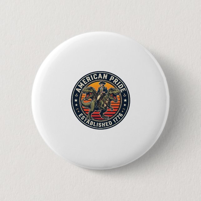 Patriotischer George Washington Reitet T-Rex Ameri Button (Vorderseite)