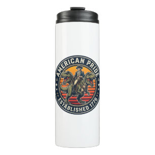 Patriotischer George Washington Reitet T-Rex Ameri Thermosbecher