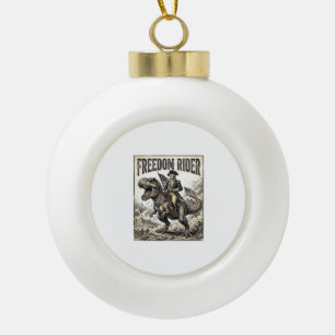Patriotischer George Washington Reitet T-Rex Freih Keramik Kugel-Ornament