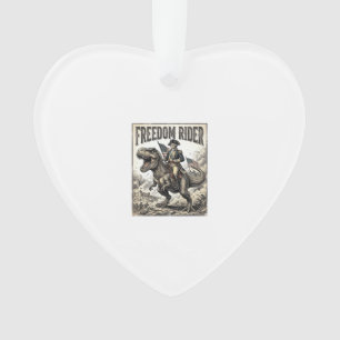 Patriotischer George Washington Reitet T-Rex Freih Ornament