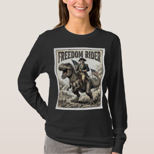 Patriotischer George Washington Reitet T-Rex Freih T-Shirt