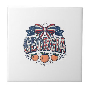Patriotischer Georgia-Pfirsich-Bogen Vintage 4. Ju Fliese