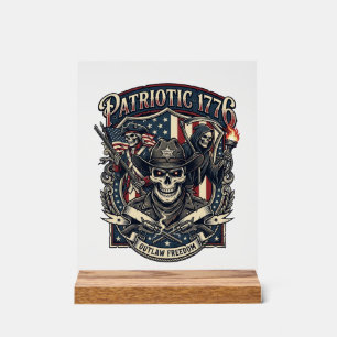 Patriotischer Gesetzloser Totenkopf Sheriff Dunkle Acrylschild