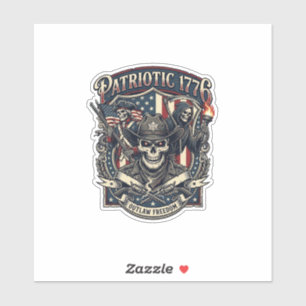 Patriotischer Gesetzloser Totenkopf Sheriff Dunkle Aufkleber