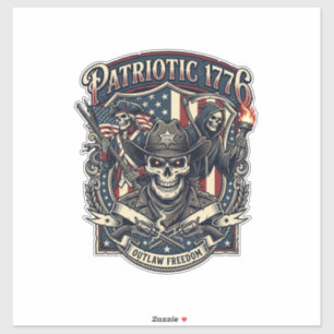 Patriotischer Gesetzloser Totenkopf Sheriff Dunkle Aufkleber