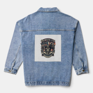 Patriotischer Gesetzloser Totenkopf Sheriff Dunkle Jeansjacke