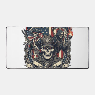 Patriotischer Gesetzloser Totenkopf Sheriff Dunkle Schreibtischunterlage