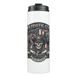 Patriotischer Gesetzloser Totenkopf Sheriff Dunkle Thermosbecher
