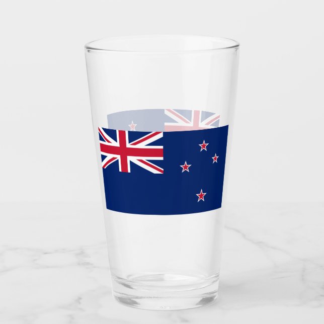 Patriotischer Glasbecher mit neuseeländischer Flag Glas (Vorderseite)