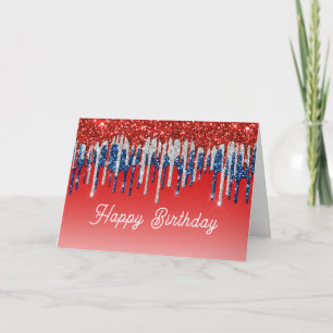 Patriotischer Glitter-Drip-Americana-Geburtstag Karte