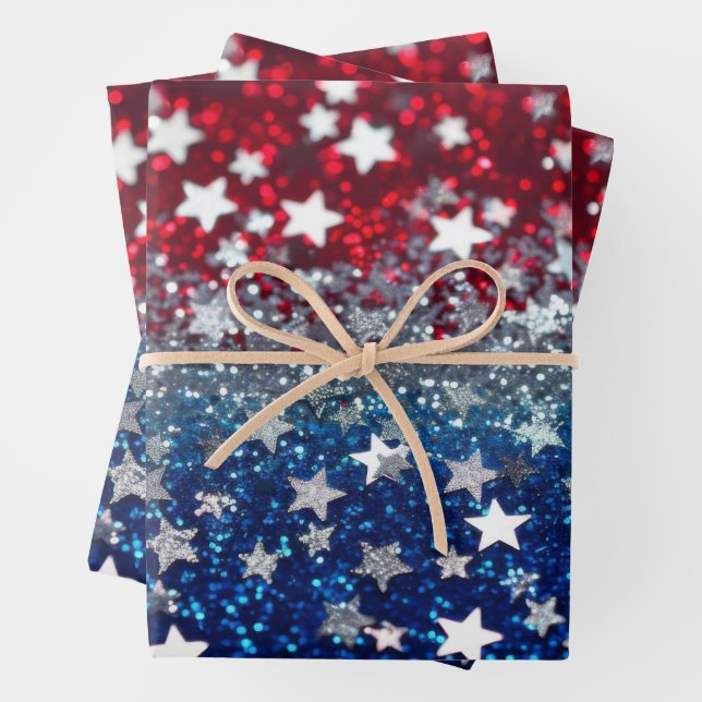 Patriotischer Glitter Geschenkpapier Set (Beispiel)