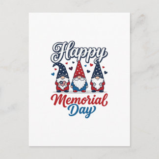 Patriotischer Gnom Frohen Gedenktag Vintage-Shirt Postkarte
