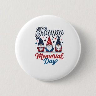 Patriotischer Gnom Glücklicher Gedenktag Vintage-S Button