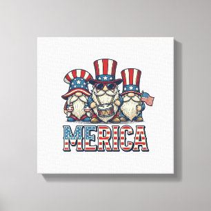 Patriotischer Gnom Merica Vintage Vektor Design_1 Leinwanddruck