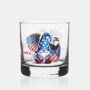 Patriotischer Gnom und Adler-Americana-Feier Whiskyglas