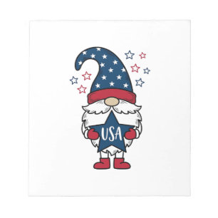 Patriotischer Gnom USA Stern Vektor-Shirt Design_1 Notizblock
