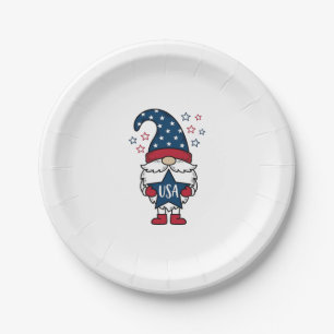Patriotischer Gnom USA Stern Vektor-Shirt-Design_1 Pappteller