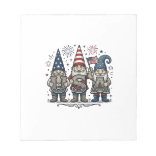 Patriotischer Gnom USA Vintage Fourth of July Shir Notizblock