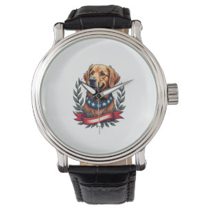 Patriotischer Golden Retriever Americana Art Tee 2 Armbanduhr