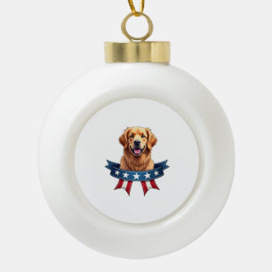 Patriotischer Golden Retriever Band Brücke Tee Keramik Kugel-Ornament