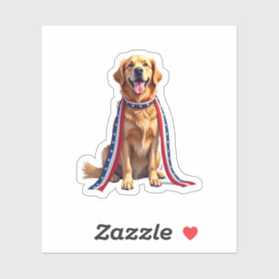 Patriotischer Golden Retriever Fallendes Band Shir Aufkleber