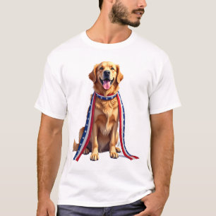 Patriotischer Golden Retriever Fallendes Band Shir T-Shirt