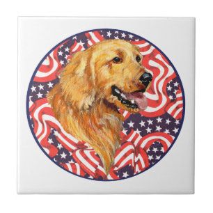 Patriotischer Golden Retriever Fliese