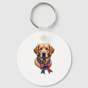 Patriotischer Golden Retriever Memorial Day T-Shir Schlüsselanhänger