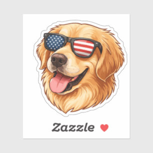 Patriotischer Golden Retriever mit amerikanischer Aufkleber